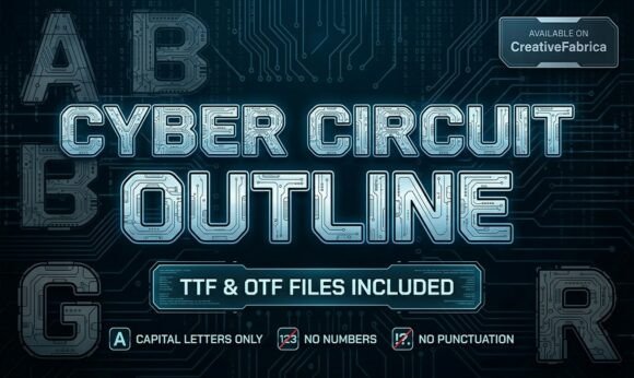 Cyber Circuit Outline: A Futuristic Tech Display Font